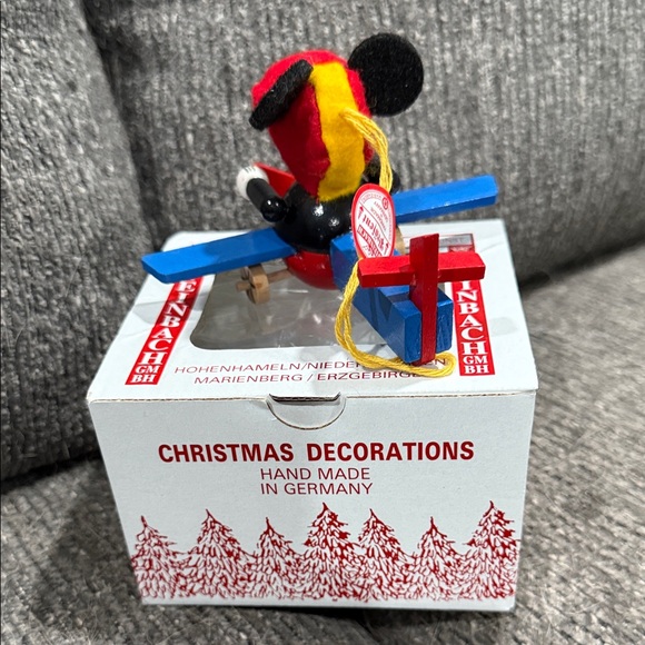 Wooden Mouse flying plane ornament with Red and Blue Accents - Picture 3 of 4